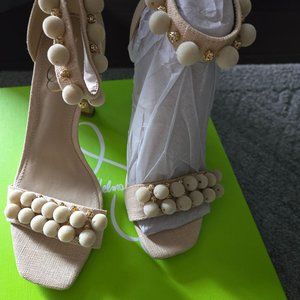 Sam Edleman New Never Worn 6.5 medium Linen Ankle Strap High Heel Sandals